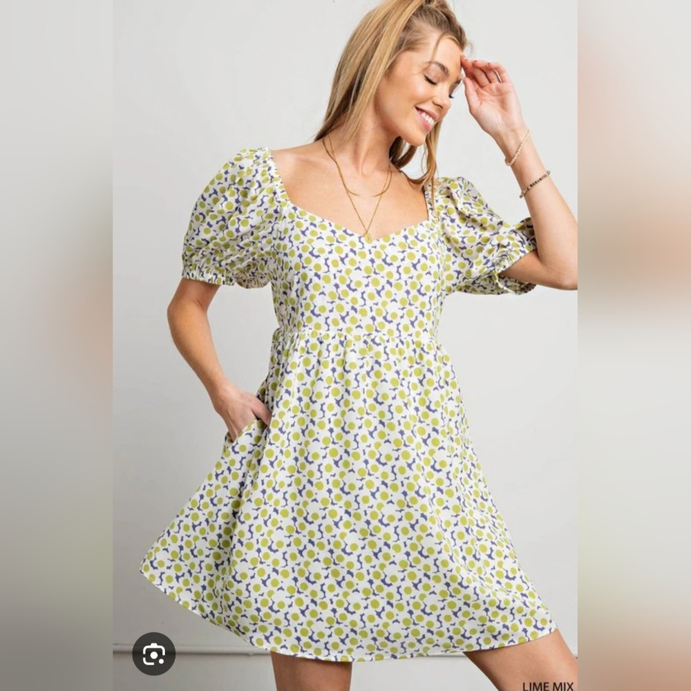 KORI Summer Backless Mini Dress Size: Small Blue/Green/White Multi